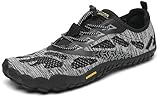 SAGUARO Barfußschuhe Damen Herren Zehenschuhe Traillaufschuhe Weich Bequem Barfussschuhe Fitnessschuhe Männer Frauen Trainingsschuhe für Joggen Laufen Wandern, Ebenholz Schwarz, 42 EU