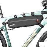 Rhinowalk Fahrrad Rahmentasche wasserdicht Oberrohr Tasche mit Seitenfächern Pumpenhalter Kabelführung reflektierend für MTB, Rennrad, Gravel (Schwarz 2,1L)