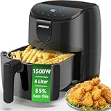 Aigostar Air Fryer 4L, Heißuftfritteuse XXL, Heissluft Fritteusen ohne Öl, 8 Menü, LED Touchscreen, 1500W, BPA-frei
