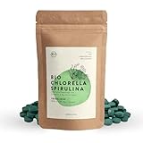 BIONUTRA® Chlorella-Spirulina-Presslinge Bio 1000 x 250 mg, nach EU-ÖKO-Standard hergestellt, 2-Monatverpackung, rückstandskontrolliert, vegan, laktose- & glutenfrei, Bio-Qualität ohne Zusätze