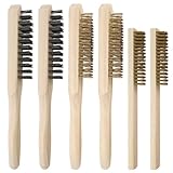 MetallbüRste Mit Holzgriff 6-teilig, Mit Holzgriff MessingbüRste, 2 GrößEn DrahtbüRste, Robust StahlbüRste, Hand Drahtbürste, Messing DrahtbüRste von Rost, Farbe und SchweißSchlacke