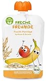 FRECHE FREUNDE Bio Quetschie, Frucht-Porridge, Aprikose & Banane, Fruchtmus mit Hafer & Reis im Quetschbeutel, Obst-Püree für Kinder und Babys ab 6 Monaten, vegan, glutenfrei, 2x 6er Pack (12 x 100g)