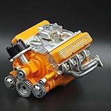 89%-Gasoline Ohv V8 Small-Block Engine Model, V8 Engine Kit Gasoline, V8 Engine Kits, Build Your Own Stem V8 Model Engine for Adults, Mini V8 Model Engine Kit (Yellow)