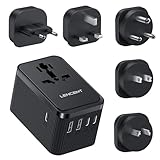 LENCENT Reiseadapter Weltweit, 30W Universal Reisestecker Adapter mit 3 USB C und 2 USB A, Internationaler Steckdosenadapter für USA England Japan Malediven Sri Lanka Australien (Typ A/C/D/G/I)
