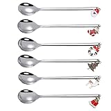 Weihnachts-Kaffeelöffel, Weihnachtslöffel, Edelstahl, für Kaffee, Tee, Dessert, Mixen, Stirer, Küche, Tableware, 6 Stück, silberfarben
