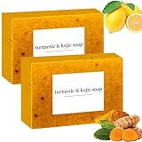 Menuha Kojisäure-Kurkumaseife, Zitronen-Kurkumaseife, Jibuglow-Seifenstück, Honey Glow Zitronen-Kurkumaseife für Gesicht und Körper, sanft und wirksam (2PCS)