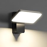 brightower Außenlampe, LED Wandleuchte Aussen, Wasserdicht IP65 aussenlampe wand, Wandleuchte Innen/Außen mit Schwenkbar LED Panel, Warmweiß 3000K Außenwandleuchte für Garten Terrasse, Schwarz