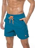 donhobo Badeshorts für Herren Schnelltrocknend Schwimmhose Badehose Jungen Strand Surf Freizeit Schwimmen Laufen Board Shorts (Pfauenblau, XL)