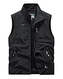 Oralidera Herren Outdoor-Weste Leichte Funktionale Arbeitsweste mit Vielen Taschen Anglerweste Jagd Wandern ärmellose Jacke Camping Fotografie Weste, Schwarz, L