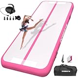 DOBESTS Air Tumbling Matte Aufblasbar 10/20cm Höhe, Gymnastikmatte Größe 2m/3m/4m/5m/6m Turnmatte Trainingsmatte mit elektrischer Luftpumpe Fitnessmatte (Pink, 2m)