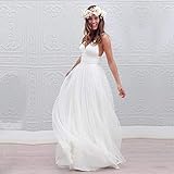 Weißes Hochzeitskleid gegen Nackenriemen Brautkleider Offen Zurück Eine Linie Ärmellose Sweep -Zug -Brautkleid Hochzeitskleid Hochzeitskleid für Braut (Weiß 16W), Weiss, 26W