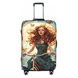 Mädchen Fahrrad Schmetterling Druck Trolley Koffer Schutzhülle Gepäck Schutzhülle Einzigartiges doppelseitiges Muster, Weiss/opulenter Garten, Small