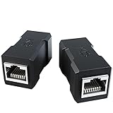 KabelDirekt – 2× LAN-Kupplung – Netzwerk-Verbinder & Ethernet-Koppler (zwei RJ45-Buchsen, verbindet und verlängert Patchkabel unkompliziert, CAT 6A für bis zu 10 Gbit/s, schwarz)