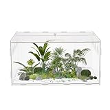 Halinuia Mini Terrarium, Acryl Reptilien Terrarium Transportbox, Transparent Insekten Fütterungsbox für Schnecken, Wasserschildkröten, Spinnen, Hamster, Einsiedlerkrebs, Bärtiger Drache 30x20x15cm