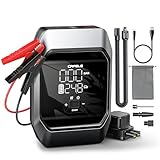 CAFELE[5 IN 1] Zuverlässig Starthilfe Auto mit Kompressor 160PSI 1000A,Starthilfe Powerbank mit Luftkompressor 12V,40W USB-C Schnellladung,2 LCD-Anzeige,Light für 6,0 Liter Gas und 3,5 Liter Diesel