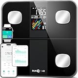 RunSTAR Körperfettwaage mit hohe Genauigkeit, Personenwaage digital mit großem Display, Waage Personen für 15 Körperzusammensetzungsmetriken, mit App-Synchronisierung, 180 kg/400 lb, Schwarz