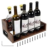 Toaboa 2-Stöckiges Liquor Display 40x20x15cm Holz Sirup Organizer mit Griffe Auf Beiden Seiten Wasserdicht Regal für Spirituosenflaschen Whisky, Rotwein, Küchengewürze, Kaffeesirup