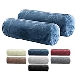 BaSaTex 2er Pack Nackenrolle Kissenbezug 15x40 Cashmere Touch | Nackenrollenhülle Öko-Tex Zertifiziert | 100% Mikrofaser Plüsch | Farbe: Blau
