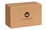 LOTUSCRAFTS Yogablock 100% Kork | Supra Grip beim Yoga & Dehnen | Yoga Block für Anfänger und Fortgeschrittene | Einzeln & im Doppelpack (2 Stück)