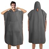 Jokisa Badeponcho Damen & Herren, Ultraleicht und Schnelltrocknend Mikrofaser Surf Poncho auch als Umkleidehilfe Strand Dunkelgrau-Lila