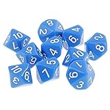 Sharplace 10 Stück DND Würfel für Rollenspiele, Polyedrische Würfel Dungeon and Dragons, Tischspielwürfel, 16 mm Acrylwürfel Puzzle Brettspielwürfel für Pathfinder DND RPG MTG D&D D10, Blau