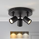 ANWIO Deckenstrahler 3 Flammig Deckenlampe Spots Schwarz, GU10 Dimmbar Deckenleuchte Strahler 3 Spot Schwarz schwenkbar Deckenspots für Küche，Schlafzimmer, Wohnzimmer, mit Leuchtmittel (EUCS-LG11A)
