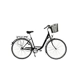 HAWK City Wave Premium Plus inkl. Korb I Damenfahrrad 26 Zoll I Damen Fahrrad mit 3-Gang Nabenschaltung, Beleuchtung & Ergogriffen I Schwarz