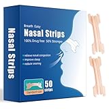 50 Stück Nasenpflaster Schnarchen, Nasenpflaster Besser Atmen, Nasal Strips Lindern Eine Verstopfte Nase Aufgrund Schnupfen, Allergien,Anti Schnarch Nasenstrips für Einfacheres Atmen Bei Schlaf