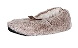 MATY FASHION Damen Hausschuhe aus Plüsch Ballerina Hüttenschuhe Hüttensocken warme Slipper 665 (Braun, 35)