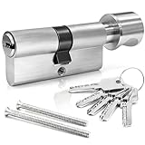 MANICAF Schließzylinder 35/35, Zylinderschloss mit Knauf, Türschloss Zylinder, Knaufzylinder 70mm, Sicherheitsschloss Haustür mit 5 Schlüssel