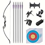 142.2 cm Bogenschießen Takedown Recurve Bogen und Pfeil Set für Erwachsene, 40/24.9 kg Langbogen für die Jagd für Erwachsene und Anfänger mit 12 Pfeilen (18.1 kg)
