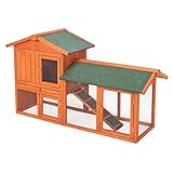 LEADZM Kaninchenstall，hasenstall draußen Winterfest，Hühnerstall aus Holz，L156 x B52 x H68 cm，Kleintiergehege & Käfige für draußen，Orange