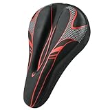 Fahrradsattel Überzug, Gel Sattelbezug Fahrrad mit mehrschichtigem Polster, 28 * 19cm Weicher Fahrradsitzbezug mit Reflektorstreifen, Sattelpolster für Mountainbike, Indoor-Radfahren, Spinnen