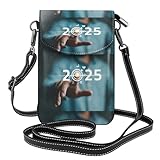 Xiso Ver 2025 Virtueller Siebdruck, kleine Crossbody-Tasche für Damen, Leder, Handygeldbörsen, Mini-Leder-Umhängetasche, Handtasche, verstellbarer Riemen