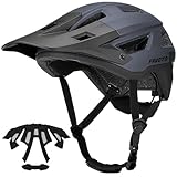 Favoto Mountainbike Fahrradhelm mit Schirm Leicht - Doppelte Inmould Technologie MTB Helm für Damen Herren Rennradhelm 57-61cm Verstellabr Grau