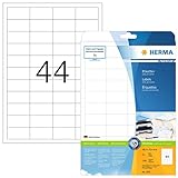 HERMA 5051 Universal Etiketten, 25 Blatt, 48,3 x 25,4 mm, 44 pro A4 Bogen, 1100 Stück, selbstklebend, bedruckbar, matt, blanko Papier Klebeetiketten Aufkleber, weiß