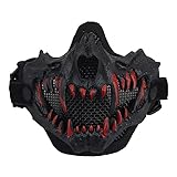 Yzpacc Airsoft Half Face Skull Masks Tactical Face Protection Mesh Mask for Halloween Cosplay Paintball CS Hunting Cosply