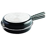 MGE - Omelette-Pfanne für Induktion und Vitro - Doppelbratpfanne für Kartoffeltortillas - Doppel-Pfanne für Kartoffelomeletts für alle Herdarten Geeignet - Aluminium - Ø 24 cm - Schwarz