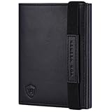 VON HEESEN Slim Wallet mit RFID Schutz - Geldbörse Herren klein - Mini Geldbeutel Damen Portmonee - Kartenetui Echtleder Karten Portemonnaie - Leder Kreditkartenetui (Schwarz Glatt)