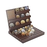 CAPASTEC Münzdisplayhalter, Holz Münzkoffer hält 70-80 Münzen, Herausforderung Münzdisplay Ständer für Sammler, Rotbraun