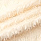 160cm x 1yard Flauschiges Kunstfell Stoff,Plüschstoff Fellimitat Kunstpelz Pelz Stoff Plüsch-Teppich zum Basteln Nähen Dekorieren für DIY Kleidung Decke Weihnachtsschmuck,Beige