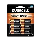 Duracell CR123A 3 V Lithium-Batterie, 6 Stück, 123 3 Volt Hochleistungs-Lithium-Batterie, langlebig für Heimsicherheits- und Sicherheitsgeräte, hochintensive Taschenlampen und Hausautomation