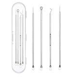 Mitesserentferner Komedonenquetscher Set, Pickel Ausdrücken Werkzeug mit Aufbewahrungsbox, Blackhead Remover aus Edelstahl, für Whitehead-Akne auf der Nase & Gesicht