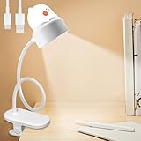 GBKDQQ Klemmlampe Bett, Leselampe Dimmbar 3 Helligkeiten & 360° Flexibel, USB Wiederaufladbare Klemmleuchte mit Augenschutz für Kinder/Studieren/Arbeiten, Touch-Schalter, Weiß