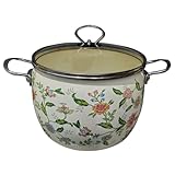 Veemoon Emaille Suppentopf Klein mit Deckel Emaillierter Küchentopf aus Dickem Material Doppelgriff Geeignet für Elektro und Induktionsherde Praktischer Haushaltssuppentopf für Suppe und