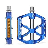 MZYRH Fahrradpedale mit Reflektoren,Mountainbike-Pedale,Leichte Aluminiumlegierung MTB-Pedale 3 versiegelte Lager Fahrrad-Plattform-Pedale 9/16 Zoll BMX Rennrad-Pedal (Blau)