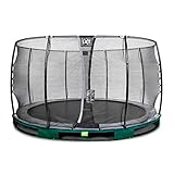 EXIT Toys Elegant Inground-Trampolin - ø305cm - Rundes Bodentrampolin Outdoor für Kinder - Sicherer Einstieg - Stabiler & Robuster Rahmen - mit Anker-Set - mit Foot Protection System - Grün