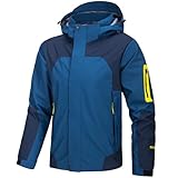 Eocicvvi Übergangsjacke Softshelljacke Herren Outdoorjacke Winddicht Atmungsaktiv Funktionsjacke mit Abtrennbarer Kapuze Freizeitjacke(Blau,M)