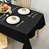 Hiasan Glatt Tischdecke Fleckenabweisend Tischtuch mit Lotuseffekt Leicht Wasserabweisend Tischwäsche, Schwarz, 130x160cm