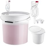 KADAX Gäreimer 20L Set mit Gärröhrchen & Gummistopfen, Gärbehälter aus Kunststoff mit Gärspund & Stopfen, großer Eimer mit Gäraufsatz für Weinherstellung